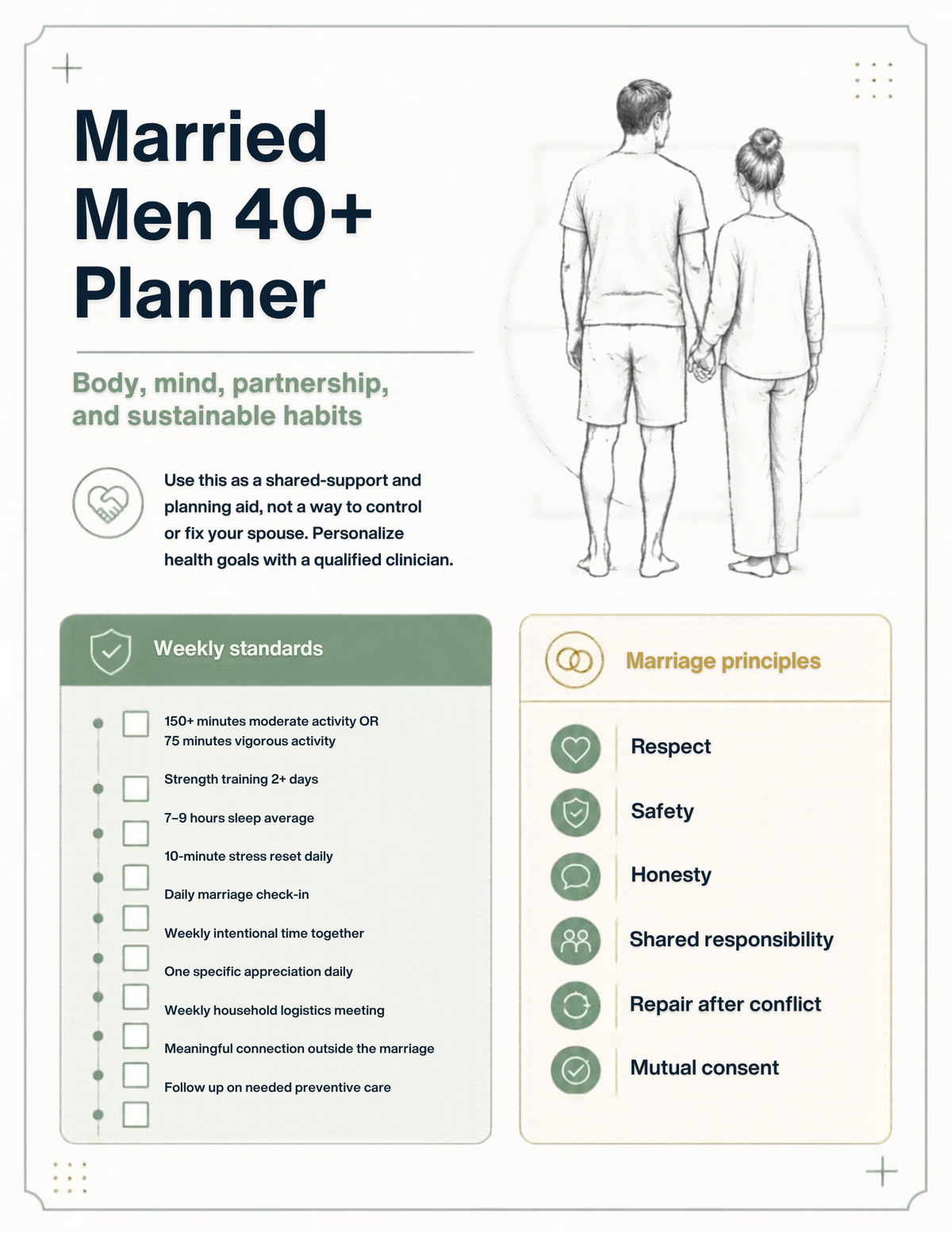 40+ Married Mens Health and wellness Planner