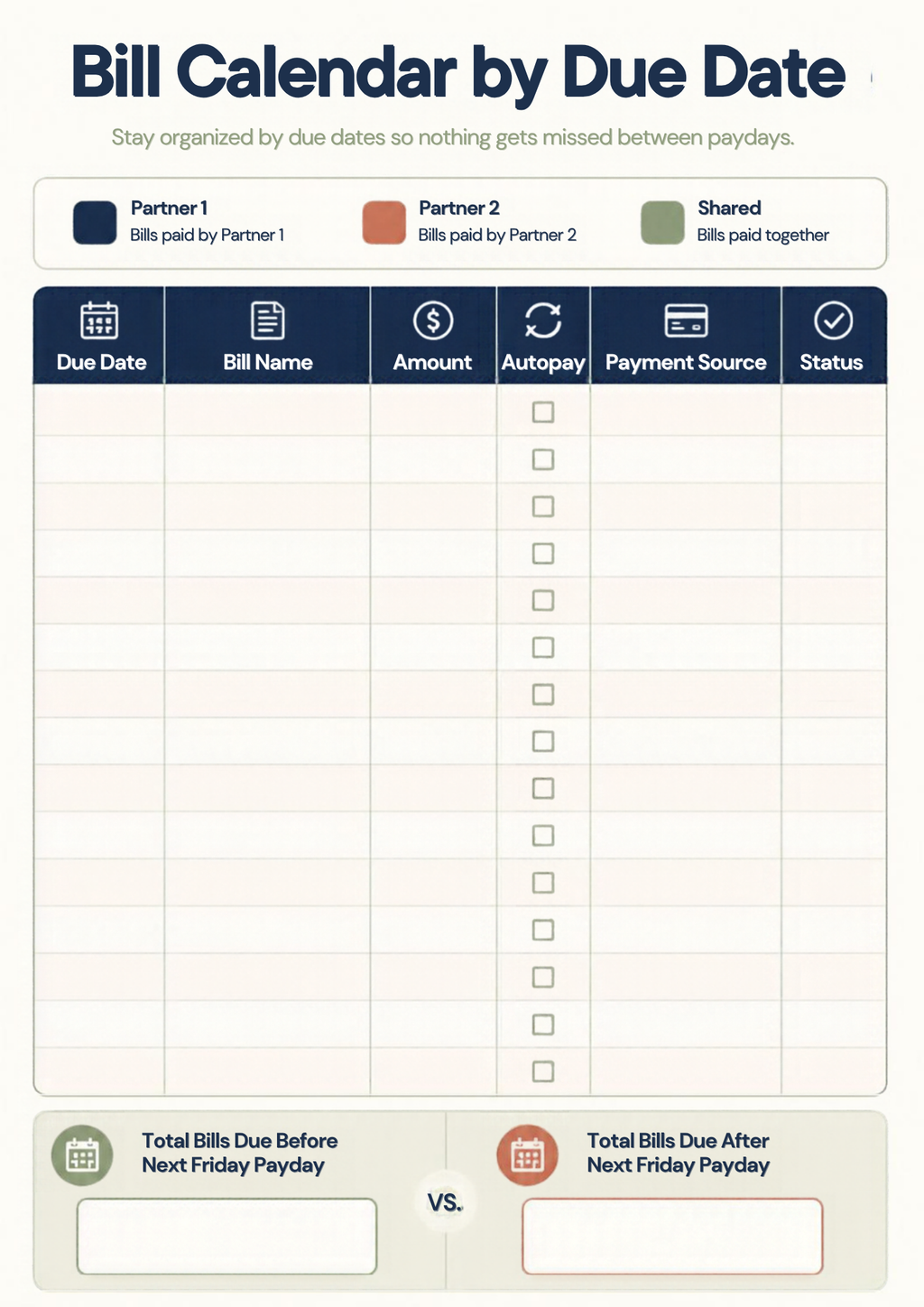 Biweekly Budget Planner for Couples | Every-Other-Friday Paydays
