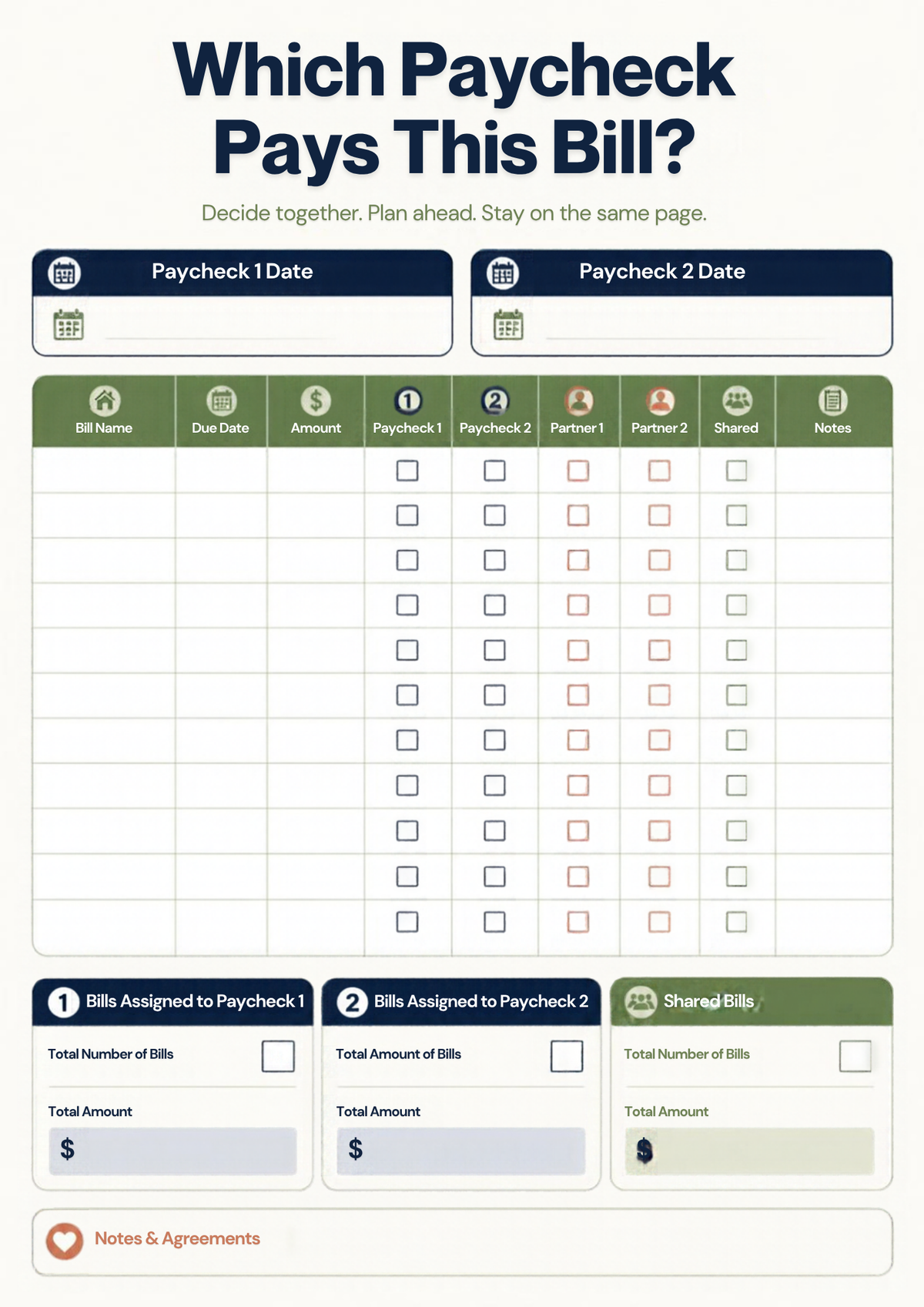 Biweekly Budget Planner for Couples | Every-Other-Friday Paydays