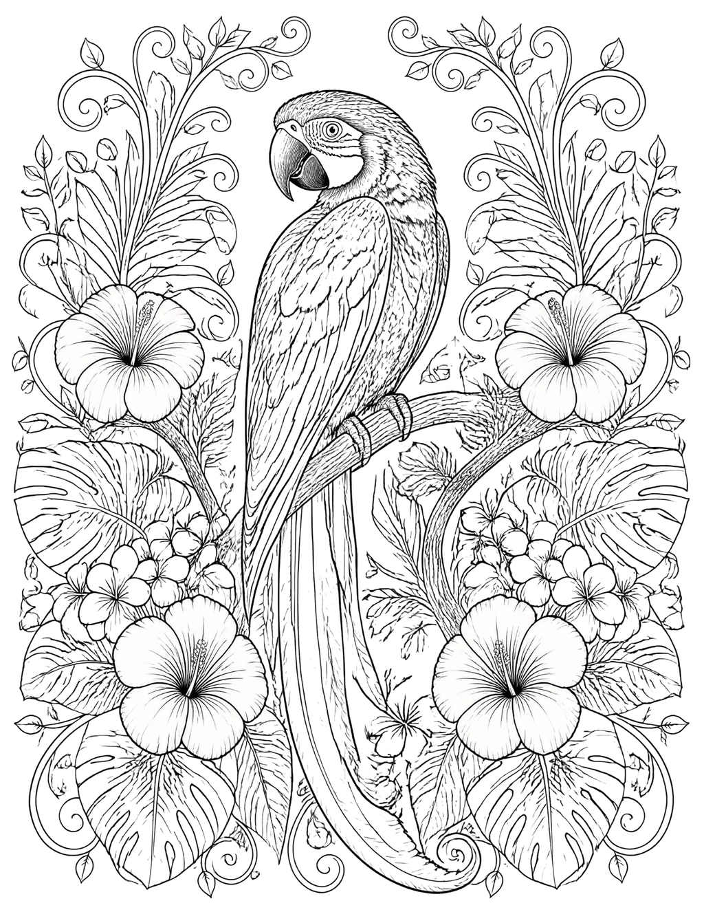 Tropical Birds Coloring Bundle | 5 Printable PDF Pages
