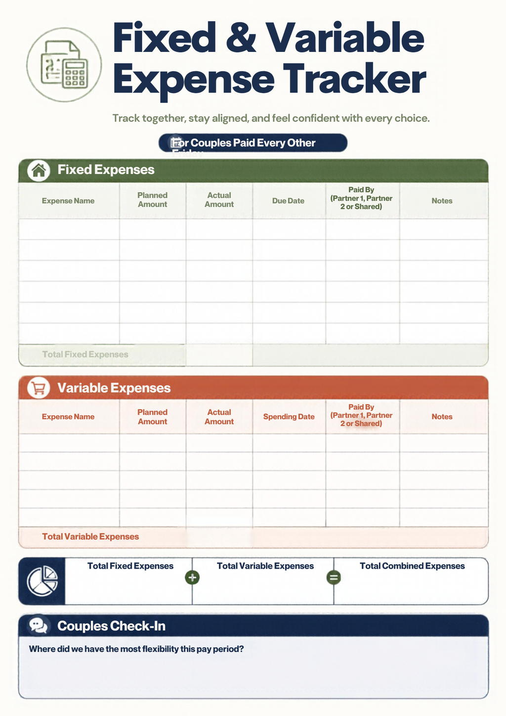 Biweekly Budget Planner for Couples | Every-Other-Friday Paydays