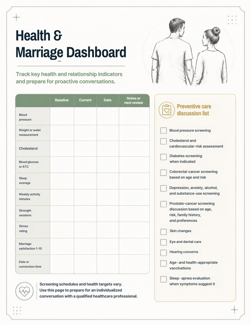 40+ Married Mens Health and wellness Planner