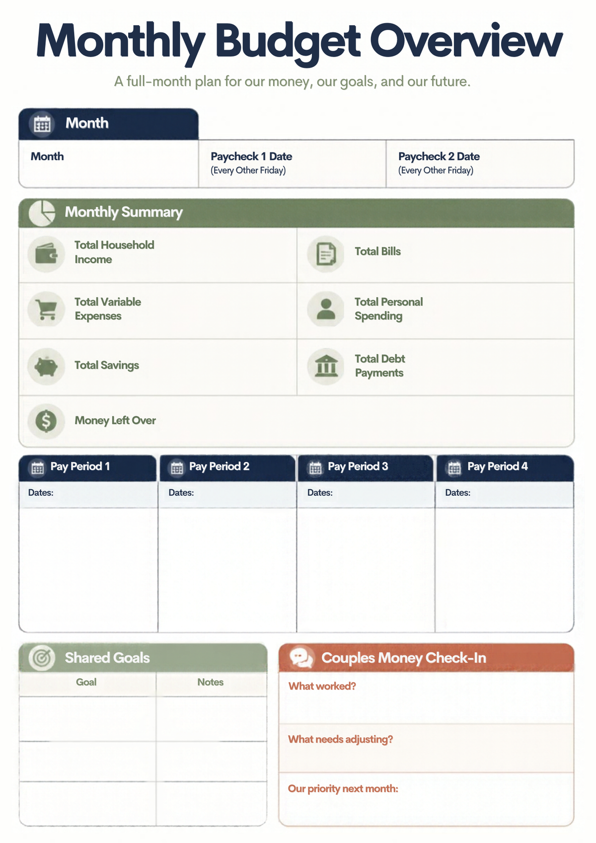 Biweekly Budget Planner for Couples | Every-Other-Friday Paydays