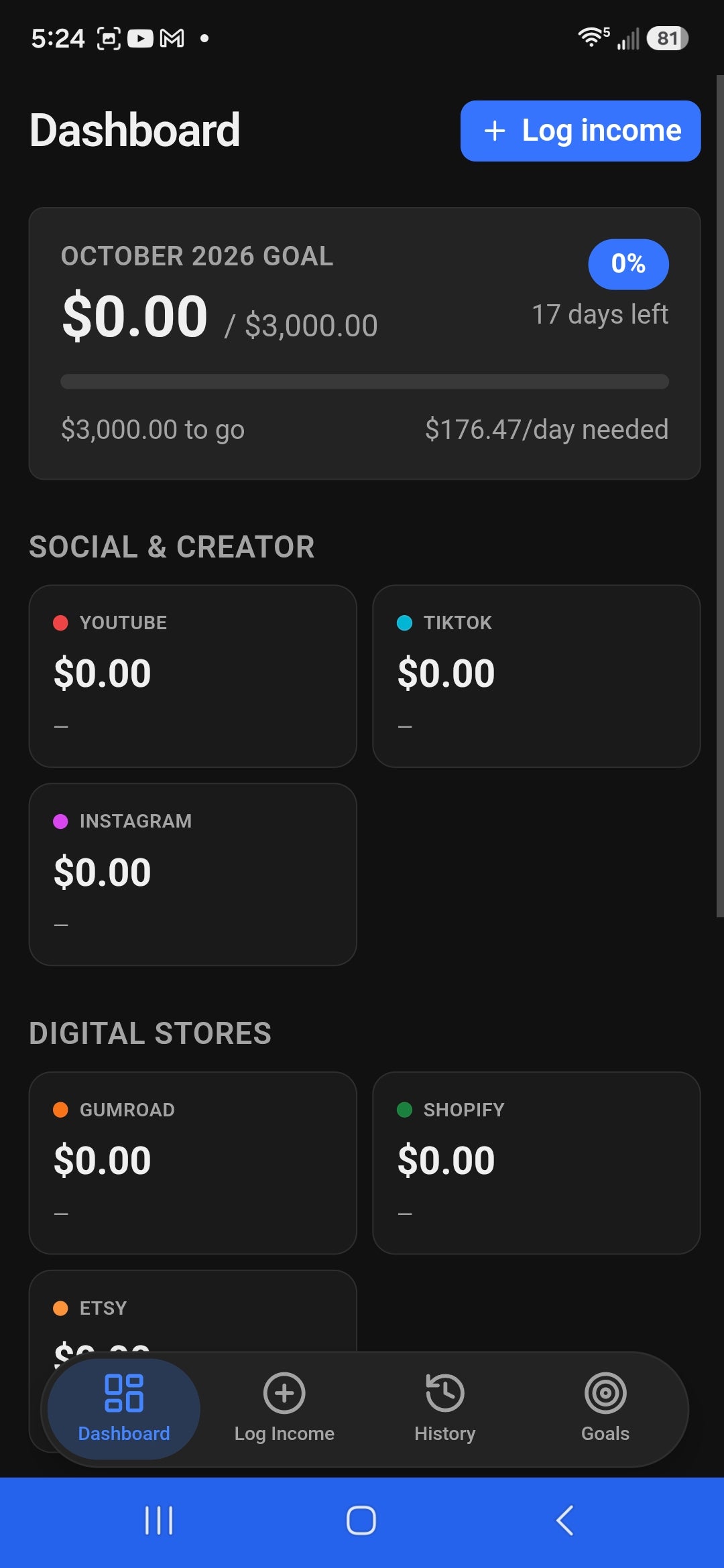 The Hub | The Ultimate Multi-Stream Income Tracker for Creators
