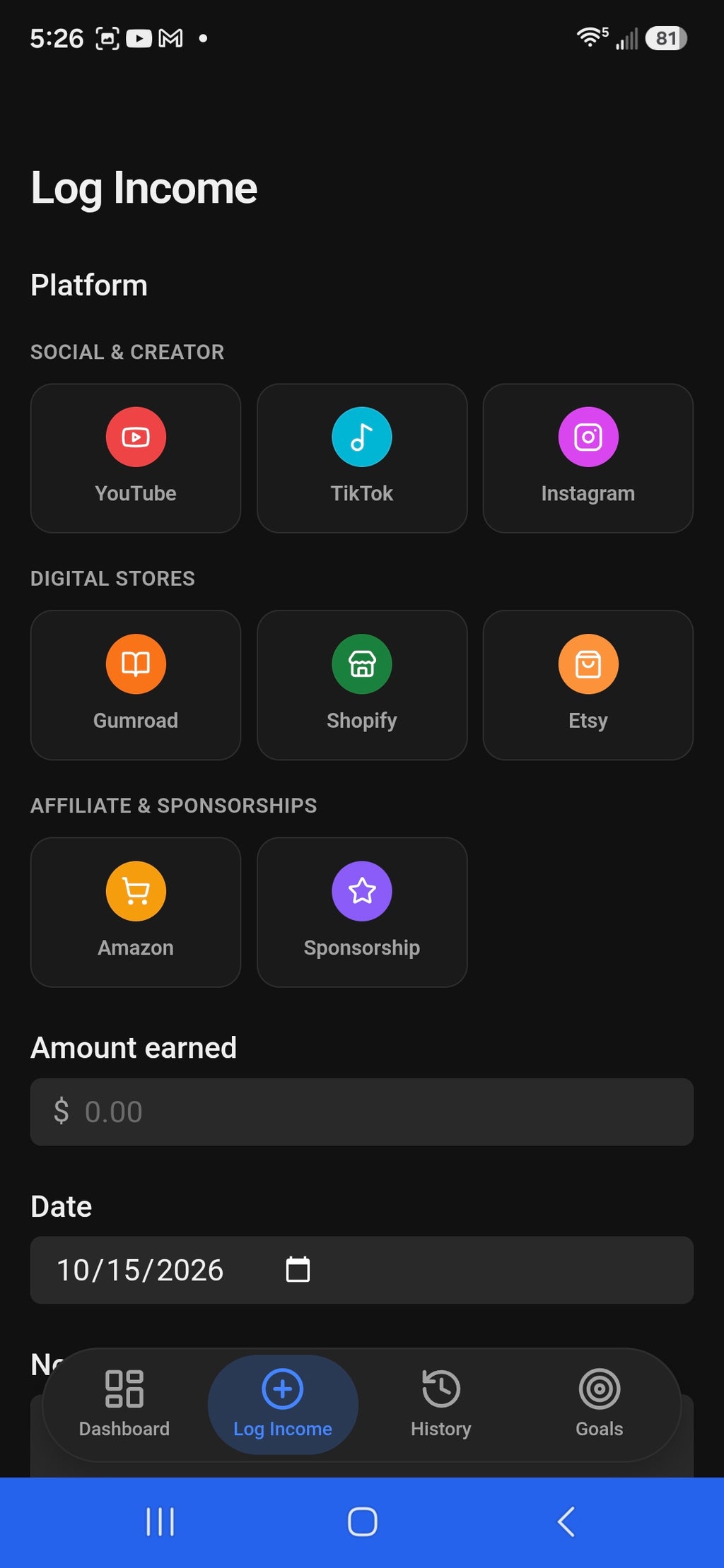 The Hub | The Ultimate Multi-Stream Income Tracker for Creators