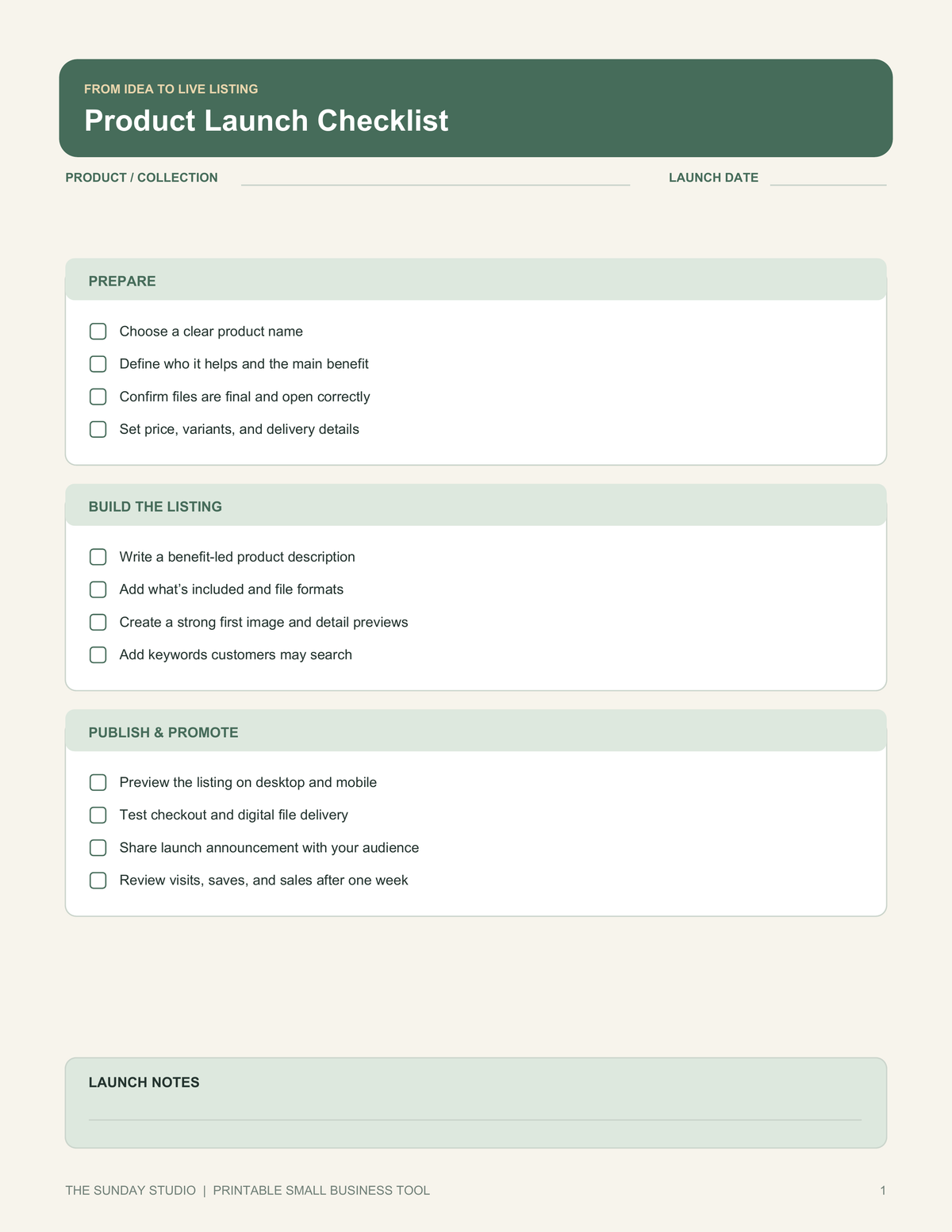 product launch checklist